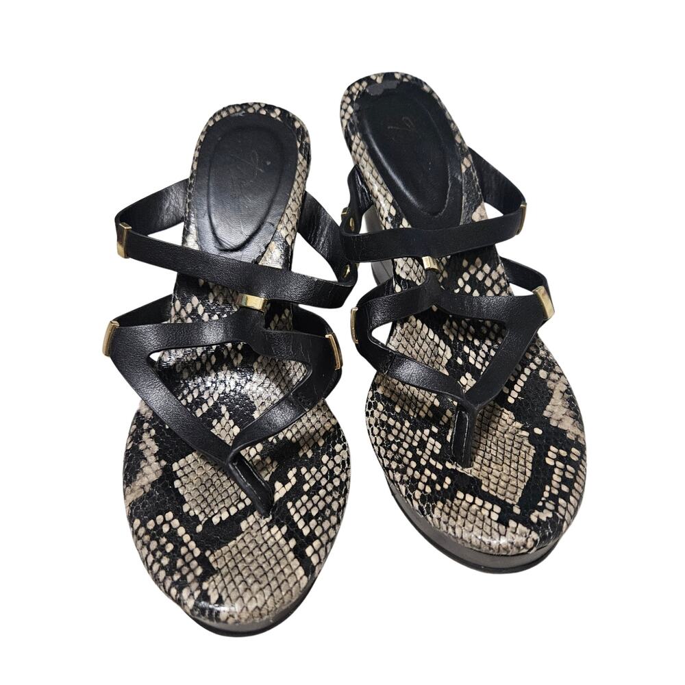 Thalia Sodi Black Marlina Srappy Sandals Snakeskin Gold-tone Hardware Size 7M - Picture 4 of 9